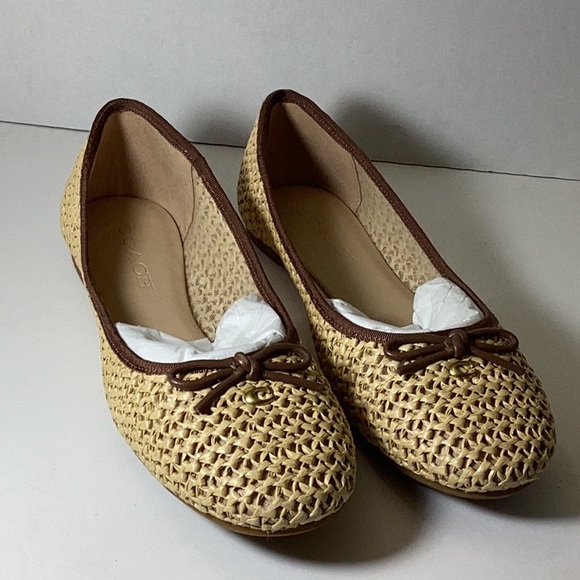 COACH Women's Abigail C Raffia Ballet Flats - Picture 7 of 13